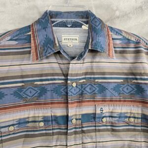 Stetson Mens Aztec Short Sleeve Western Pearl Snap Shirt Size Medium